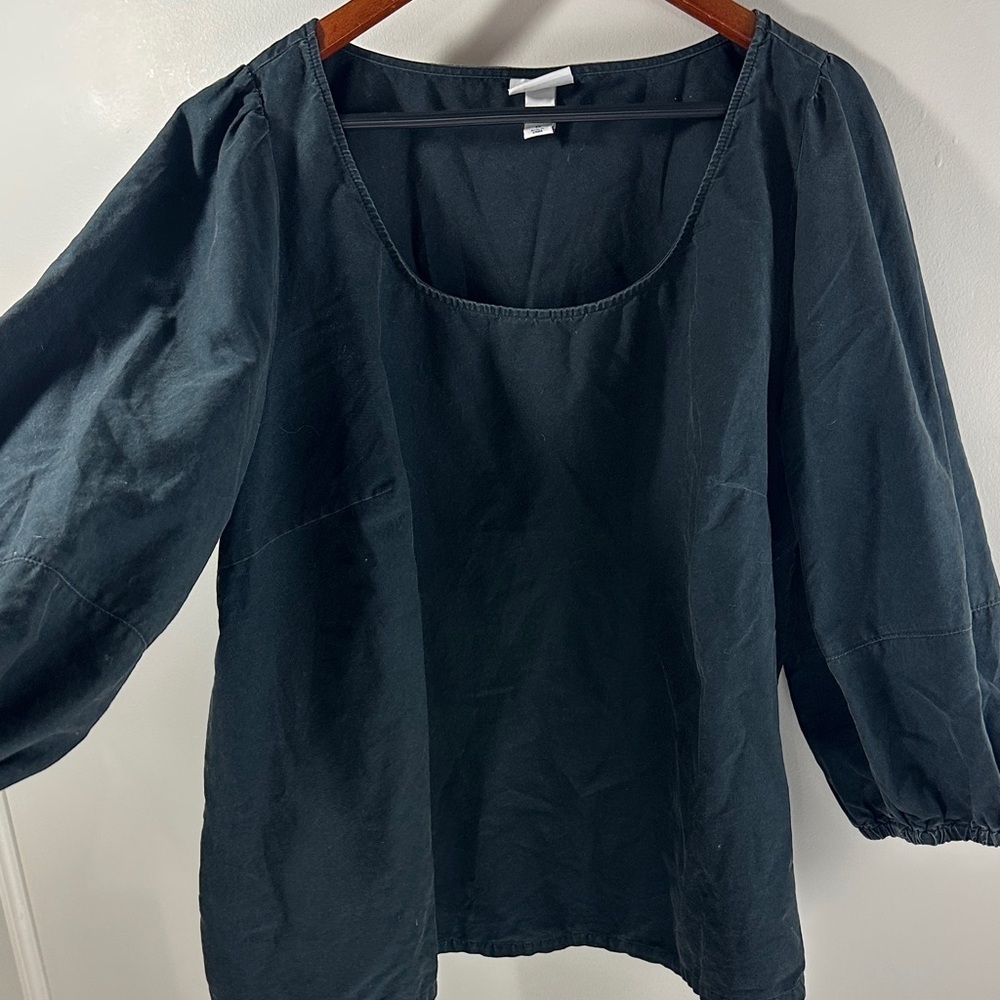 Ava & Viv Elegant Black Blouse with Puffy Balloon Sleeves Size 1X - Picture 4 of 6